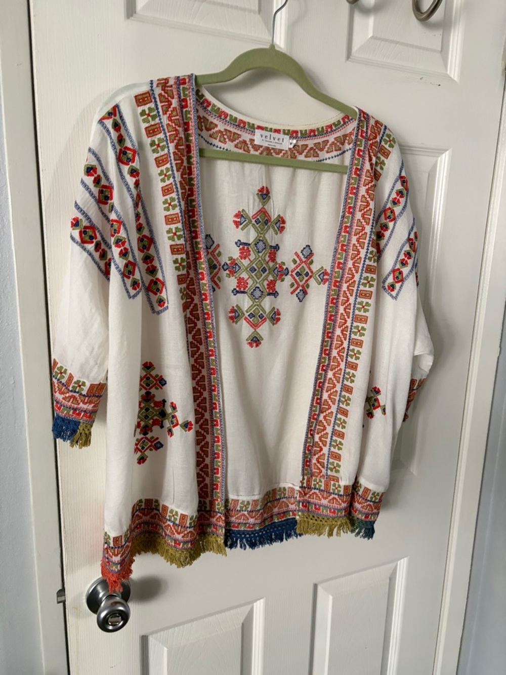 Velvet by Graham & Spencer White Embroidered Tunic Jacket